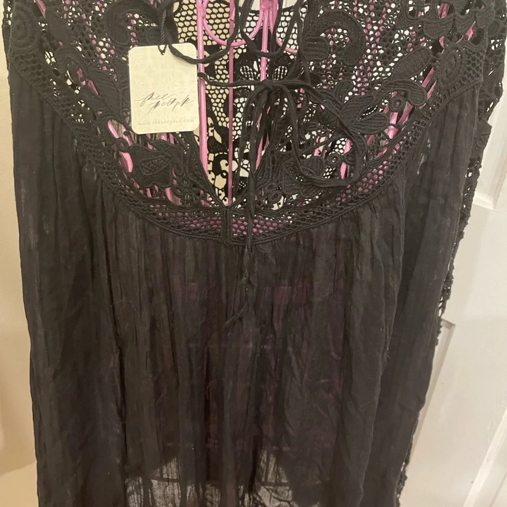 Free People FP ONE Vera Lace Crochet Sleeve Tunic TopXS